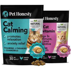 imageCat Calming  Cat Multivitamins Dual Texture Chew Supplement Bundle  Helps Reduce Stress and Cat Anxiety Supports Overall Immune Health Joints Skin ampamp Coat and Digestion
