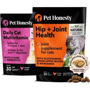 imageCat Multivitamin  Cat Hip ampamp Joint Daily Essentials Bundle  Crunchy ampamp Creamy Chews for Immune Health Joint Support and Skin ampamp Coat