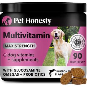 imageCat Multivitamin Crunchy ampamp Creamy Chews  Cat Treats for Health  Immune Joint Support Skin ampamp Coat ampamp Digestion  Vitamins with Omega 3s Lysine ampamp Probiotics 30 Day SupplySalmon  Max Strength Dog