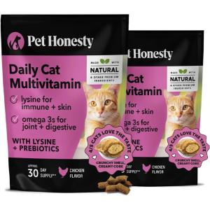 imagePet Honesty Cat Multivitamin Chews  Cat Treats for Health  Immune Cat Joint Support Skin ampamp Coat and Digestion  Omega 3s Lysine for Cats Cat Probiotic Cat Vitamins  Chicken 2 Pack