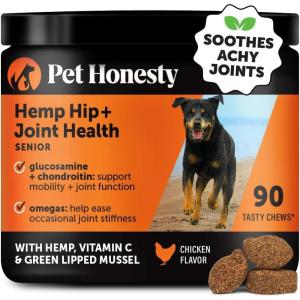imageSenior Hemp Hip ampamp Joint Supplement for Dogs  Dog Joint Supplement with Hemp Oil ampamp Powder Glucosamine Collagen MSM ampamp Green Lipped Mussel  Mobility for Senior Dogs Chicken 90Chicken  Senior