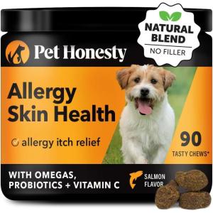imageAllergy Skin Health  Allergy Itch Relief Fish Oil for Dogs Probiotics for Healthy Skin Shiny Coats Helps Reduce Normal Shedding Soft Chews for Healthy Skin ampamp Coat  90 Ct Salmon
