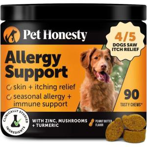 imageAllergy Support Fresh  Dental Sticks for Dogs  Dental Dog Chews  Immune Health  Allergy Support for Dogs  Freshen Dog Breath Reduce Plaque  Tartar  30 SticksPeanut Butter
