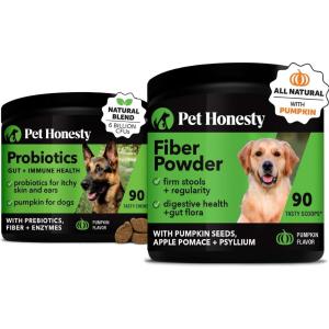 imageProbiotics ampamp Pumpkin Fiber Powder Bundle Dog Probiotics for Gut Health ampamp Stool Regularity Pumpkin 90 ct