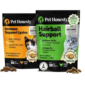 imageCat Immune Support Lysine Allergy Relief and Hairball Support Crunchy ampamp Creamy Chews Bundle