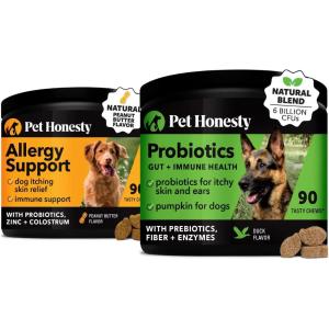 imageAllergy Itch Relief ampamp Probiotics Bundle Dog Allergy Relief ampamp Gut Health Chews Peanut Butter ampamp Duck 90 ct