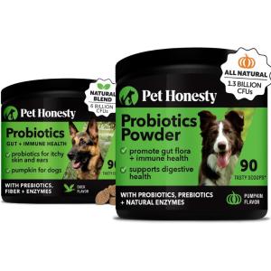 imageProbiotics Bundle Dog Probiotics for Diarrhea ampamp Bowel Support Chews ampamp Powder with Digestive Enzymes for Gut Health Duck 90 ct