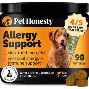 imagePet Honesty Allergy Support Fresh Dental Sticks  Dental Treats for Dogs  Dental Dog Chews  Immune Health  Allergy Support for Dogs  Freshen Dog Breath Reduce Plaque  Tartar  30 SticksSalmon
