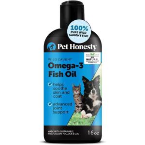 imageOmega 3 Fish Oil Supplement for Dogs ampamp Cats 16oz Wild Caught Omega 3 Fish Oil for Skin and Coat Health Supports Shedding Skin ampamp Coat Immunity Joint Brain ampamp Heart EPA  DHA